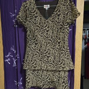 Elegant Black and Cream Maxi Dress